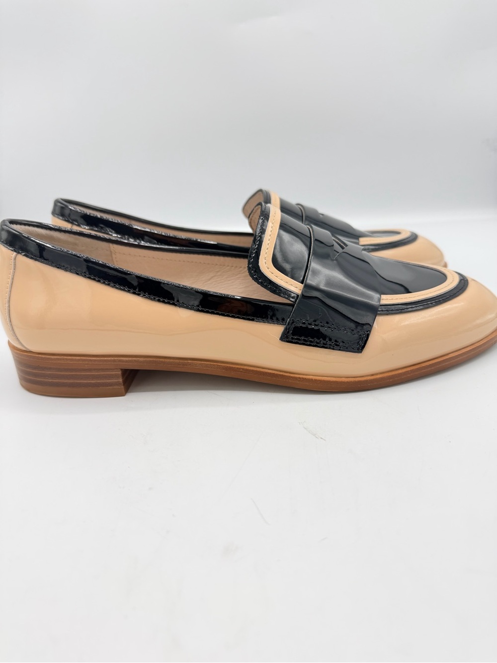 Cecelia New York Kail Penny Loafers Patent Leather Nude Black - Picture 5 of 10